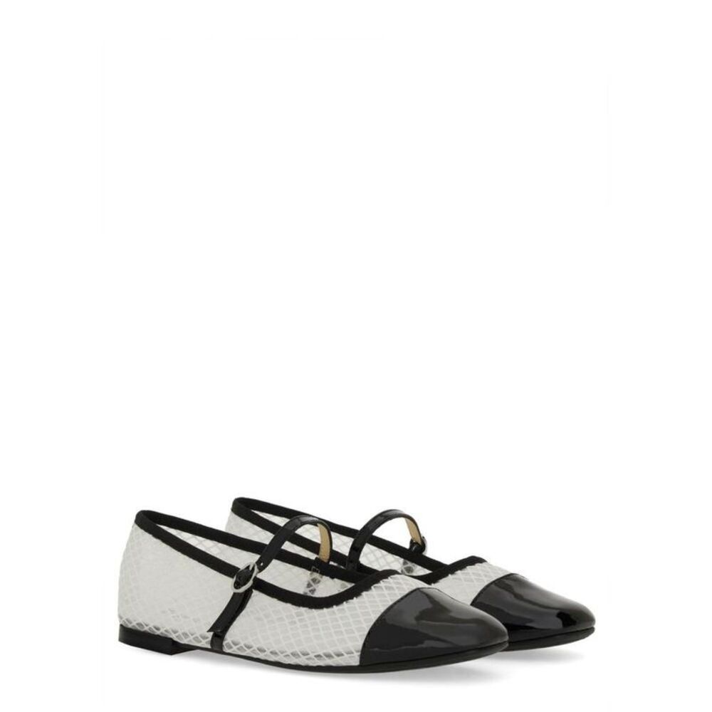 REPETTO Mary Jane Ballet Flats with Mesh and Patent Details Women WHITE Sandals
